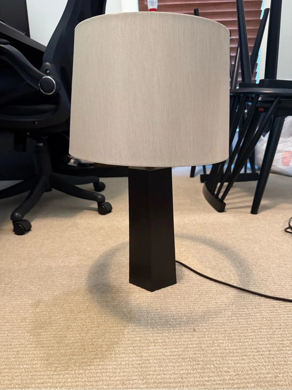 Modern Geometric Table Lamp with Neutral Shade